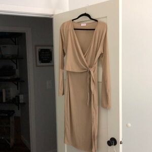 Pink Lily Wrap Front Fitted Dress (Large)